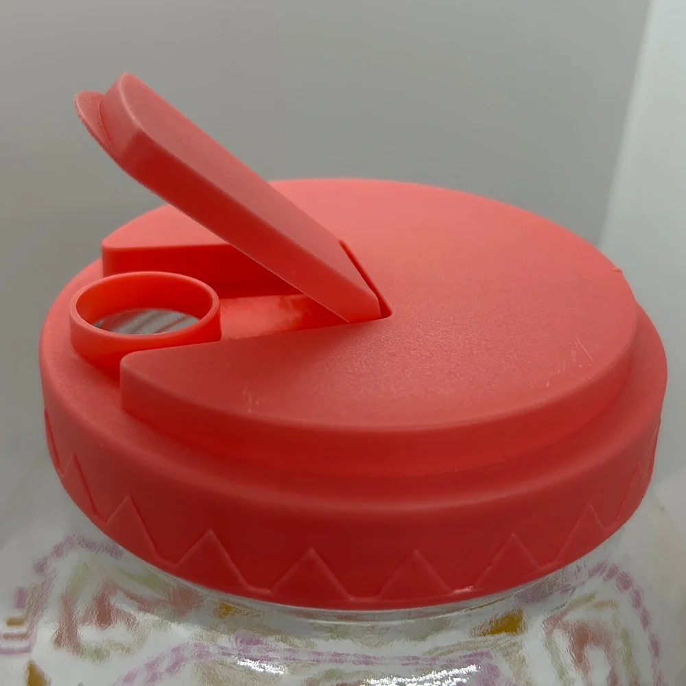 Vintage Colorful Glass Gallon Dispenser Sun Tea Jar:Rosy Geometric Design